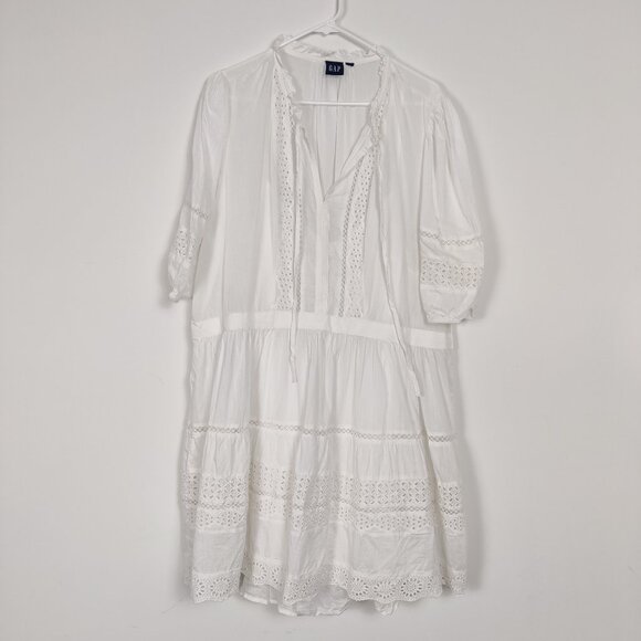 GAP Dresses & Skirts - GAP Women's White Prairie Dress Size XXL Cotton Eyelet Boho Bohemian Summer